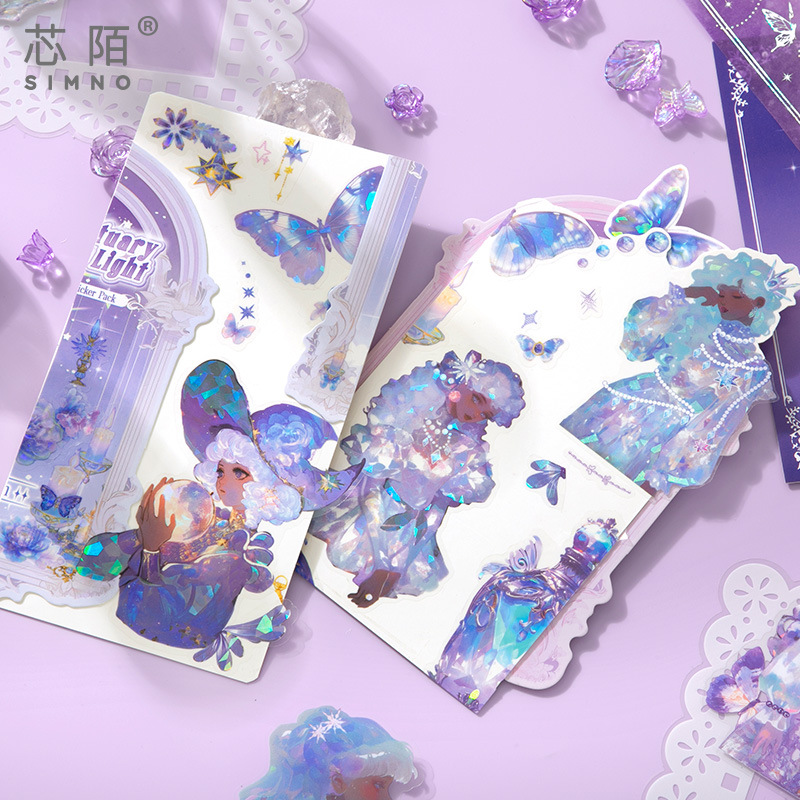 신모 쉘 라이트 PET 스티커 팩 성소 기도등 시리즈 20개 4가지 특수 모양 노트북 베이스 장식