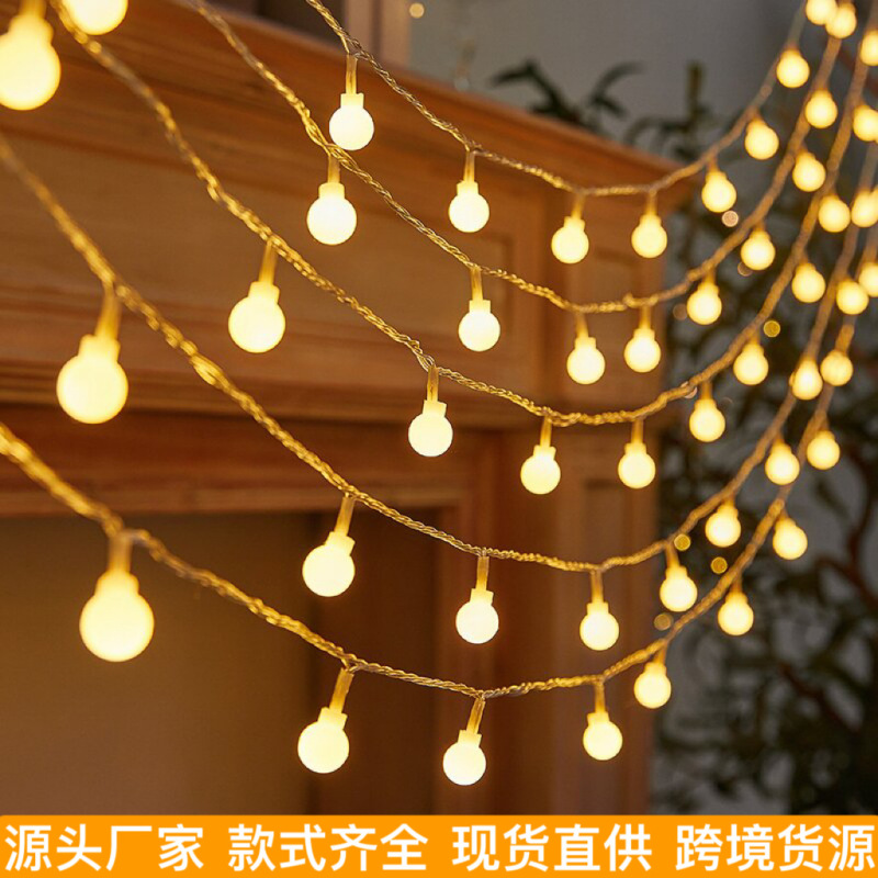 LED ball light string outdoor waterproof camping lantern camp decoration light string Christmas decoration colored light string wholesale