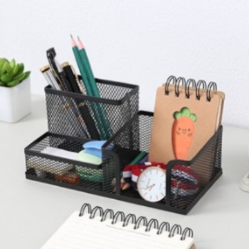Portalápices multifuncional, arte creativo en metal y hierro con tres o cuatro compartimentos, caja de almacenamiento de papelería para estudiantes, almacenamiento creativo.