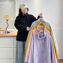 大码休闲外套女2025春季新款胖妹mm200斤时尚下摆抽绳立领冲锋衣