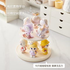 創意盲盒展示架可旋轉透明奶油風樂高手辦展示盒泡泡瑪特展示架