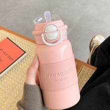 吸管保温杯女水杯高颜值简约双饮便携弹盖保温水杯316不锈钢杯子