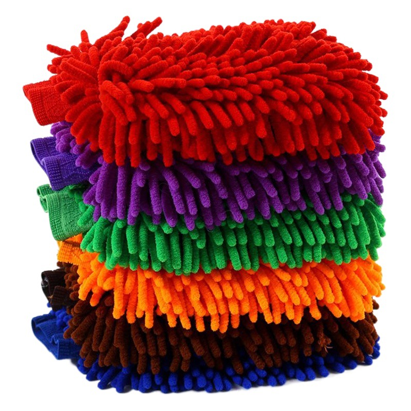 Lavado de autos de doble cara impermeable chenille guantes trapo coral insecto felpa engrosada terciopelo guantes herramientas de lavado de autos
