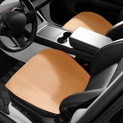 Seat cushion, seat cover: All Seasons, Ventilated and Breathable - type-a-thin-padded-deerskin-akiyama-chestnut-two-front-seats