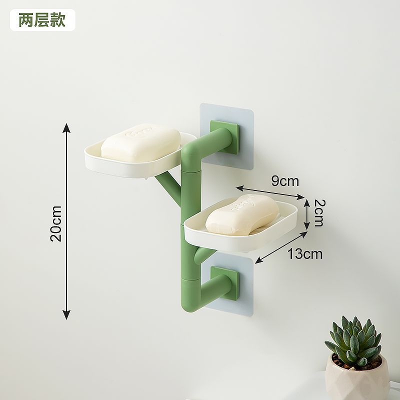 Caja de jabón colgada en la pared para inodoro giratorio drenaje de agua sin perforación de perforación de jabon multicapa colgada en la pared