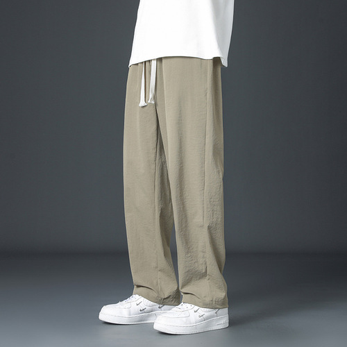 Men's Spring Trendy Loose Straight Leg Wide Leg Pants, Japanese Retro Sport Spring and Autumn Casual Pants