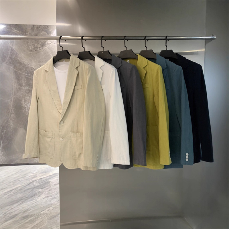 70% Ramie + 30% Cotton! Summer Men's Lightweight, Cool, Breathable, Comfortable, Versatile, Loose-Fitting Casual Blazer Jacket