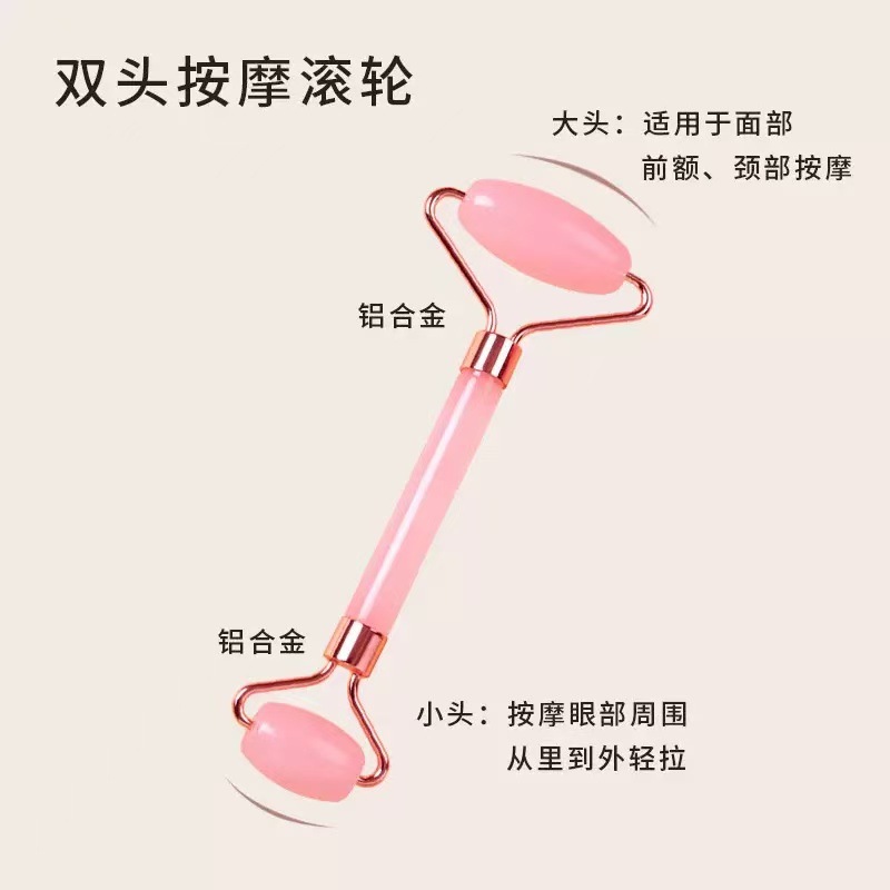 Masaje de rodillos de cristal de polvo conjunto de masaje no jade doble cabeza varilla de masaje facial placa de belleza facial doble cabeza varilla manual