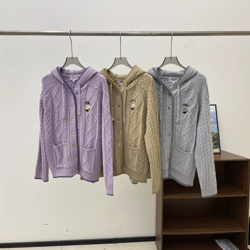 2026 Autumn/Winter Cable Knit Hooded Sweater, Casual Knit Cardigan for Women, TTKC26A49A2BHK 2026 Autumn/Winter Cable Knit Hooded Sweater, Casual Knit Cardigan for Women, TTKC26A49A2BHK