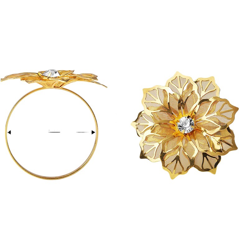 Amazon servilleta anillo nuevas flores de acero inoxidable servilletas hebilla europea servilleta de lujo anillo de metal fabricantes al por mayor