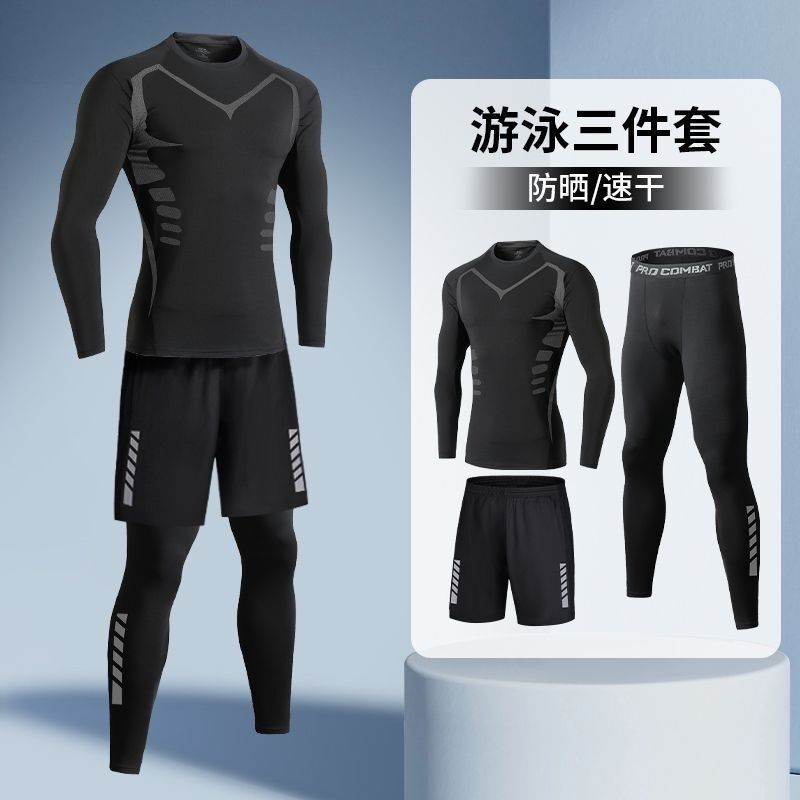Men's Sun-Protective Quick-Dry Surfing Suit, Adult Long-Sleeve Swimming Wear, Youth Diving Suit Set, Jellyfish Swimwear, Swim Trunks
