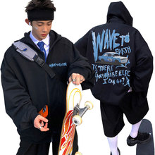 Korean Band Wave To Earth Print Zipper Hoodie Men's Casual O