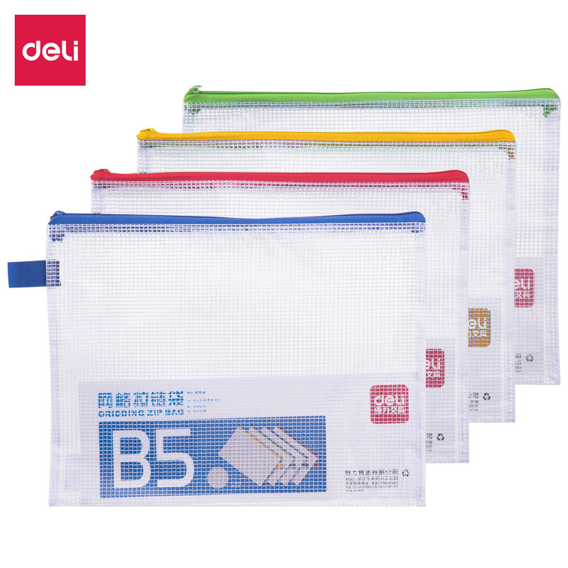 Deli 5594/5596 malla cremallera bolsa B5/A4 tirón borde prueba bolsa de papel estudiante información bolsa de archivo