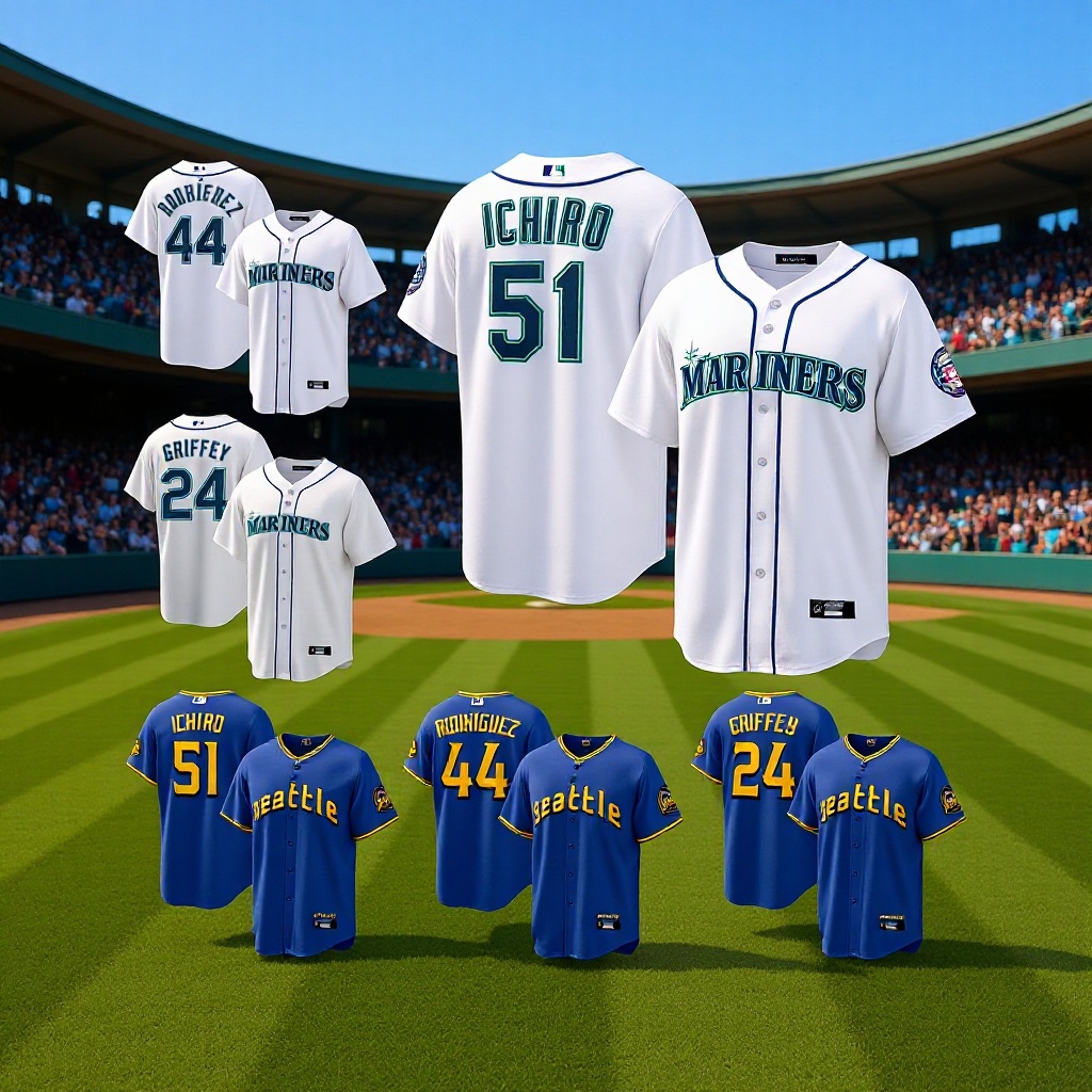 2026 New European and American Style MLB Embroidered Baseball Uniform, Short Sleeve, Sailors Team Style, Popular Cross-Border Foreign Trade, In Stock, Sizes 24 and 22