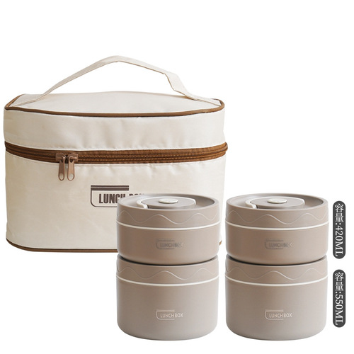 304 stainless steel insulated lunch box with seal for office workers and students, portable round multi-layer microwave lunch box