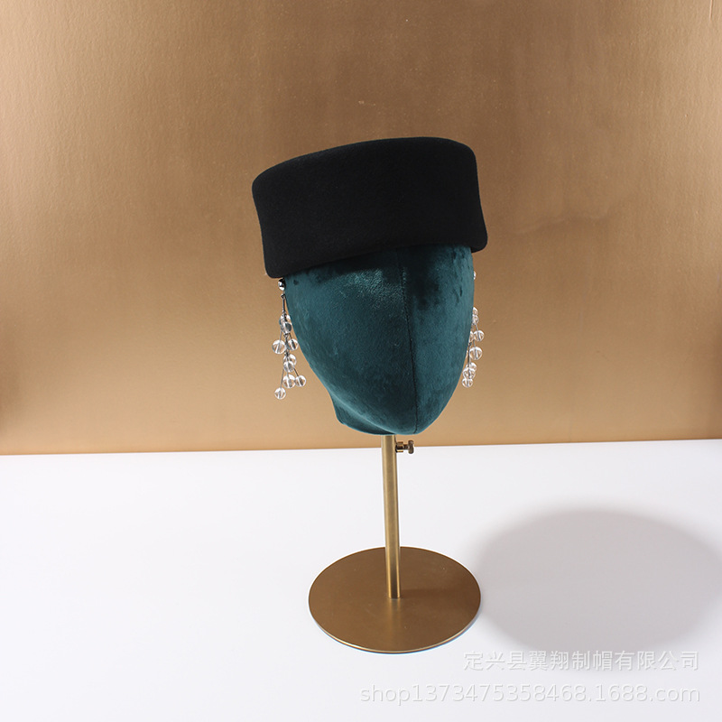 春秋冬羊毛女英伦复古贵气优雅法式小礼帽空姐帽