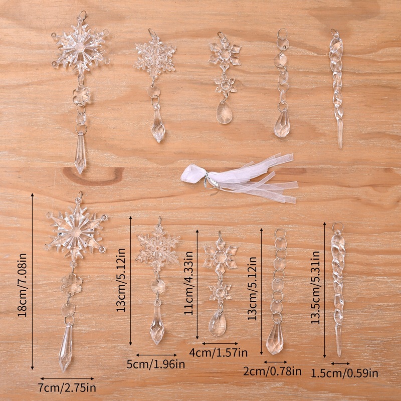 LT跨境透明冰条冰柱雪花挂件圣诞树吊坠亚克力冰晶圣诞装饰用品|undefined