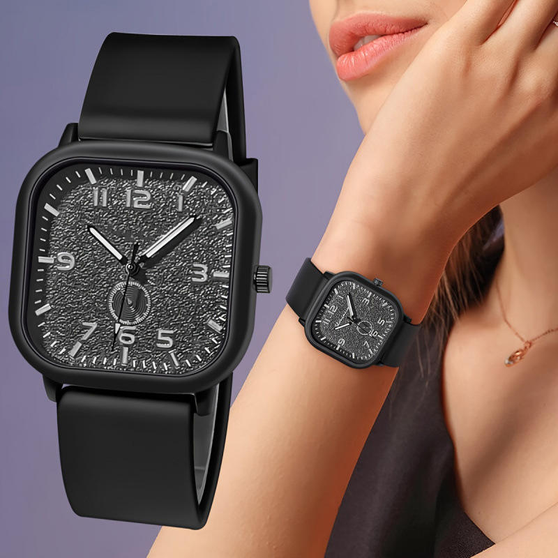 Cross-border retro watch with Roman numerals, unisex, simple leather strap, forest-themed, college style, live-streaming, silicone quartz watch