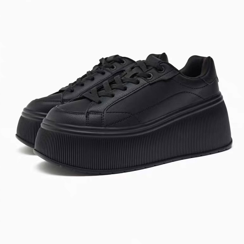 2025 New Women's Shoes, Thick Soles, Increased Height, Casual Sports White Shoes, Small Height Increasing, Fashionable and Lightweight Travel Sneakers