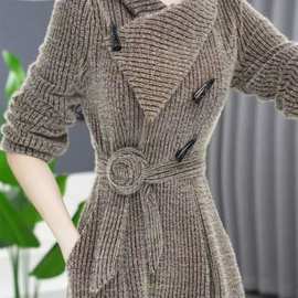 打底裙配大衣秋冬连衣裙加绒加厚遮肉显瘦洋气减龄年轻漂亮a字裙