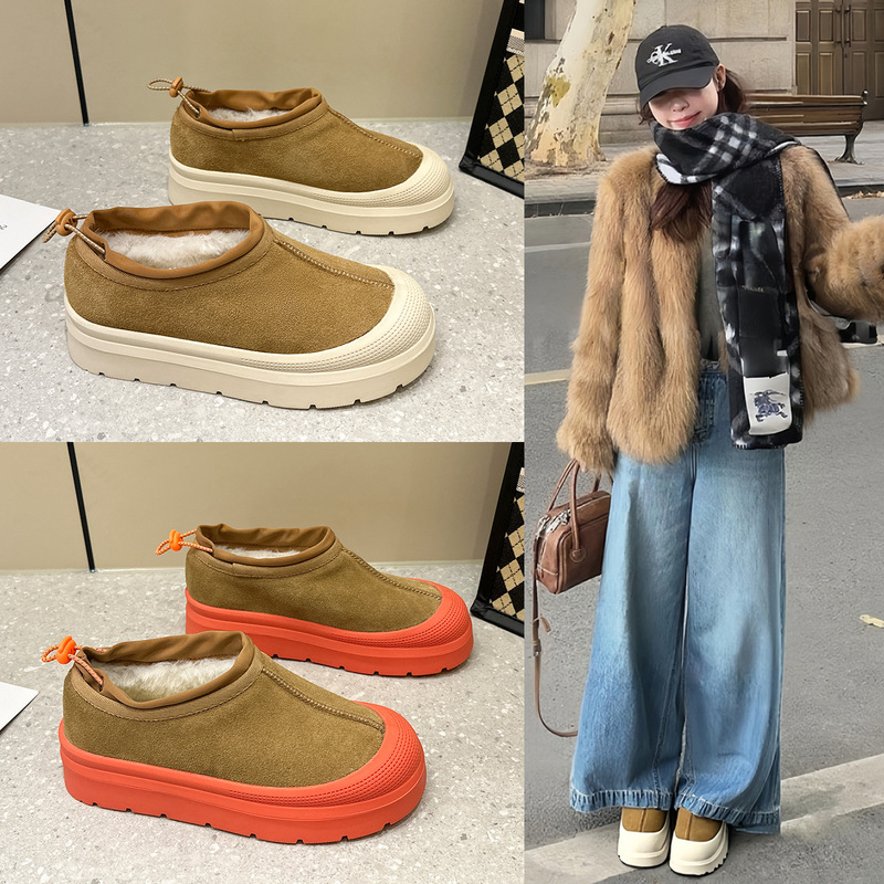 2025 Winter New Wang Yibo Tasman Sangpo Low-Top Snow Boots Cow Suede Genuine Leather Low-Top Thick-Soled Cotton Shoes