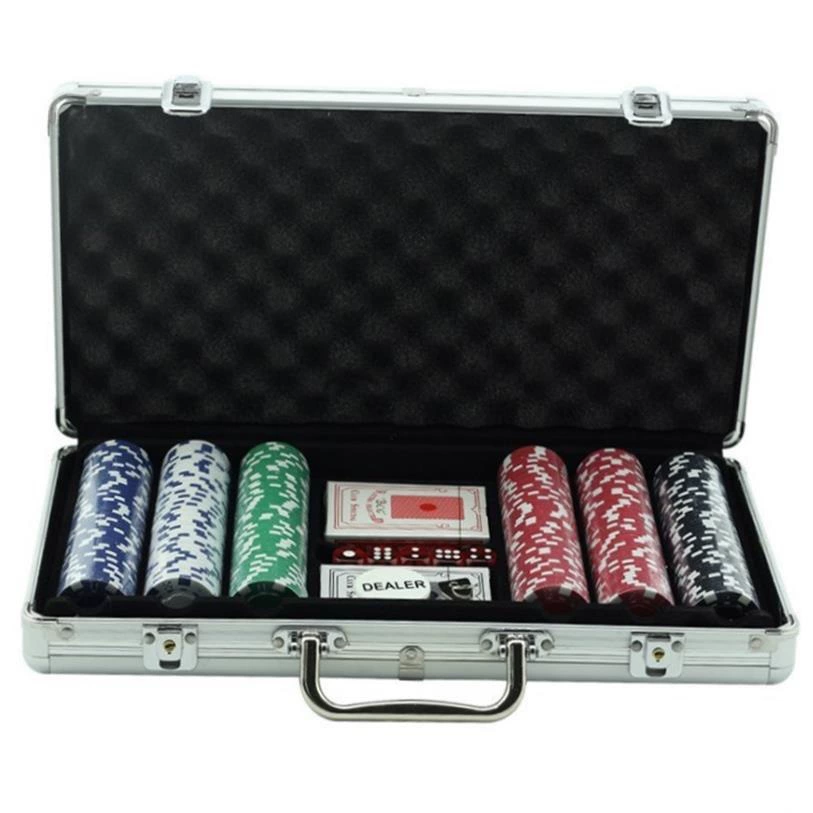 Texas Hold 'Em Poker Set Aluminum Case 500 Dice Chips flutter