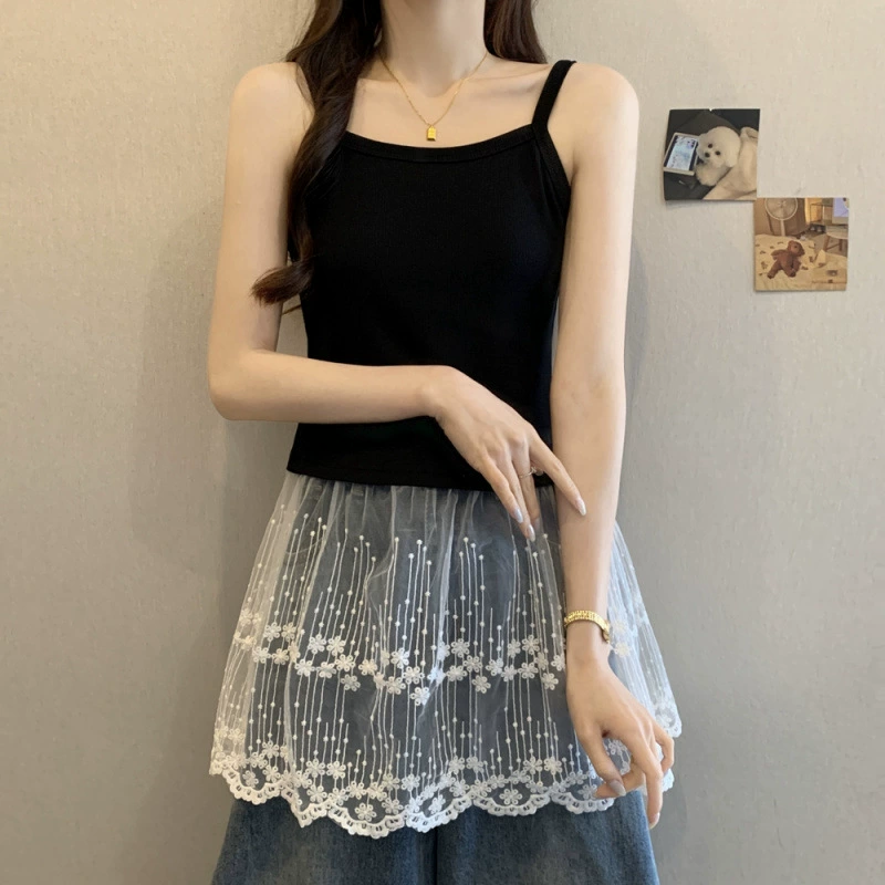 Летний женский жилет больших размеров в корейском стиле, серый мягкий кружевной дизайн на подтяжках, женский высококачественный жилет для женщин