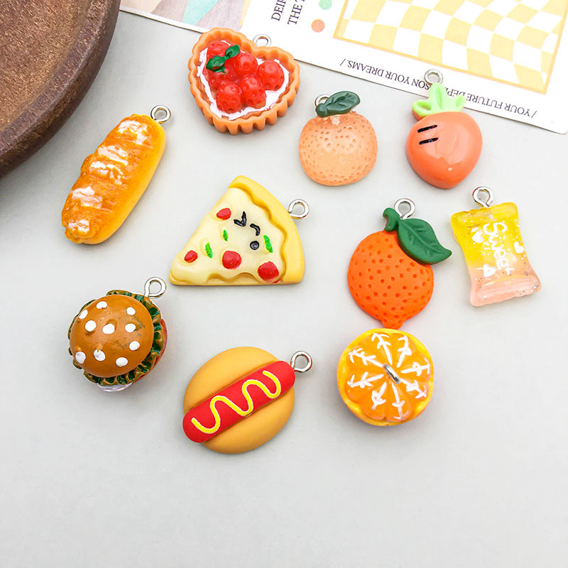 Epoxy Design 10 Models Per Model 1, 10/Pack Resin Fruit Hamburger Carrot Pendant