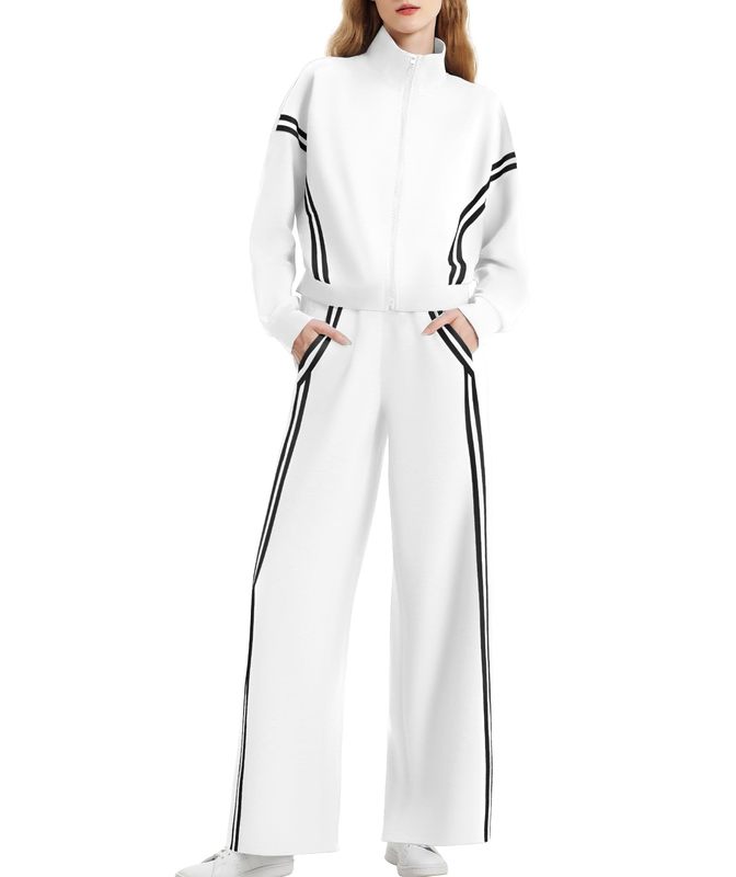 欧美亚马逊2025秋季两件套卫衣运动服休闲开衫套装长裤两件套女|undefined