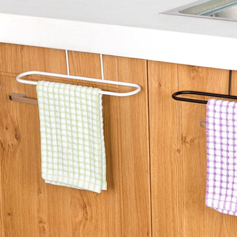 Kitchen rag rack punch-free door back rack bathroom nail-free foldable towel rack hook towel bar