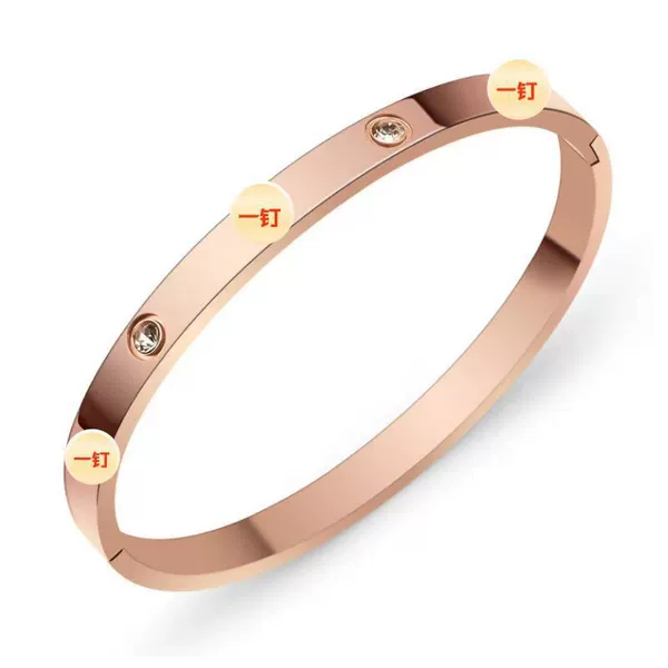30B-C-3 rose gold 3 one nail one diamond bracelet