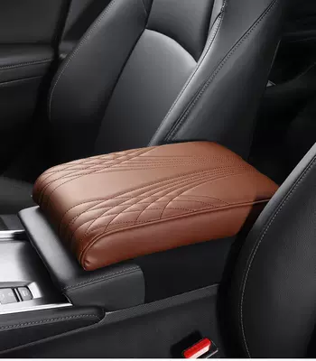 Armrest box pad foam heightening cushion universal armrest - cayenne-brown-one-pack-please-note-the-car-logo