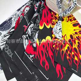 新品火焰棉骷髅方巾 嘻哈街舞头巾Bandana骑行户外頭巾亚马逊批发