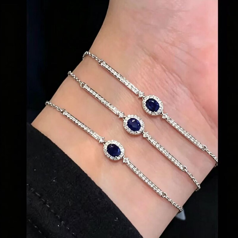 S925 pure silver natural gemstone bracelet for women, sapphire, citrine, multi-color gemstones, light luxury commuter jewelry wholesale