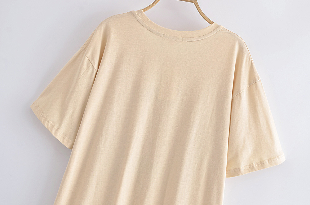 Print Short Sleeve Round Neck Solid Color T-Shirt NSAM114495