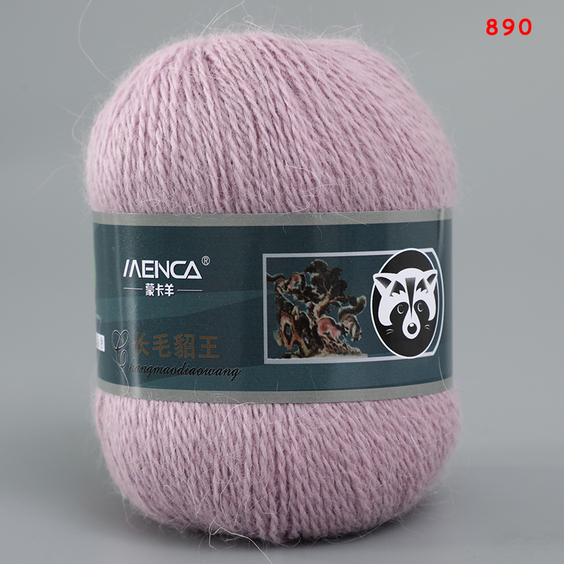 Hilo de lana de visón de lana larga Monopolio de la marca MENCA Hilo de lana de conejo de Angora Hilo de punto hecho a mano de 2 hilos