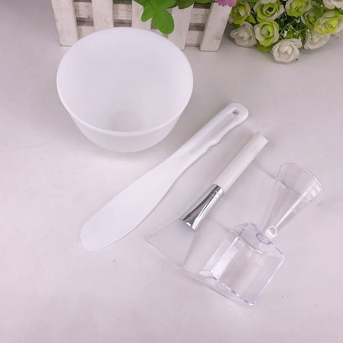 White silicone facial mask bowl set, soft mask bowl, complete set of homemade facial mask tools, silicone brush soft bowl, medium large size