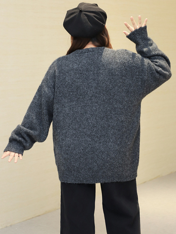 秋冬新款宽松慵懒显瘦韩系休闲百搭针织v领开衫大码女装胖mm|undefined