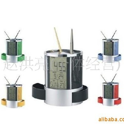 다기능 강철 와이어 메쉬 영구 달력 펜 홀더 패션 창조적 인 사무용품 금속 펜 홀더 시계