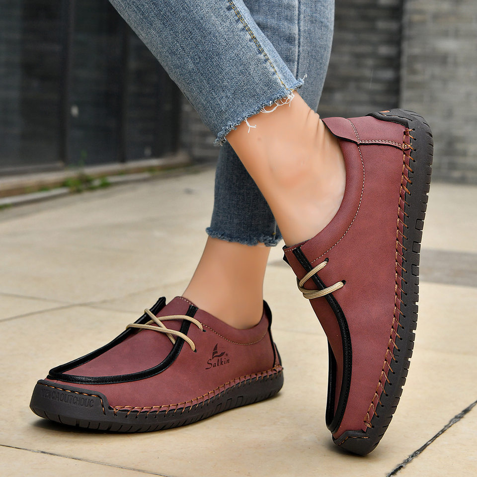 Giày lười unisex cỡ lớn 48, mũi tròn, mặt vải lanh, đế bằng gót thấp, dây buộc phía trước — 2801 Vàng kim, 2801 Xanh lá cây táo, 2801 Xanh đậm, 2801 màu xanh chi tiết 14