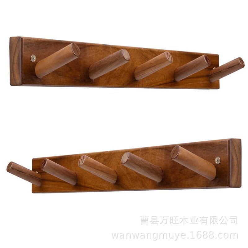 Teak Wood Wall Hooks Wall Nails for Hanging Coats, Hats, Towels, Wooden Clothes Hooks