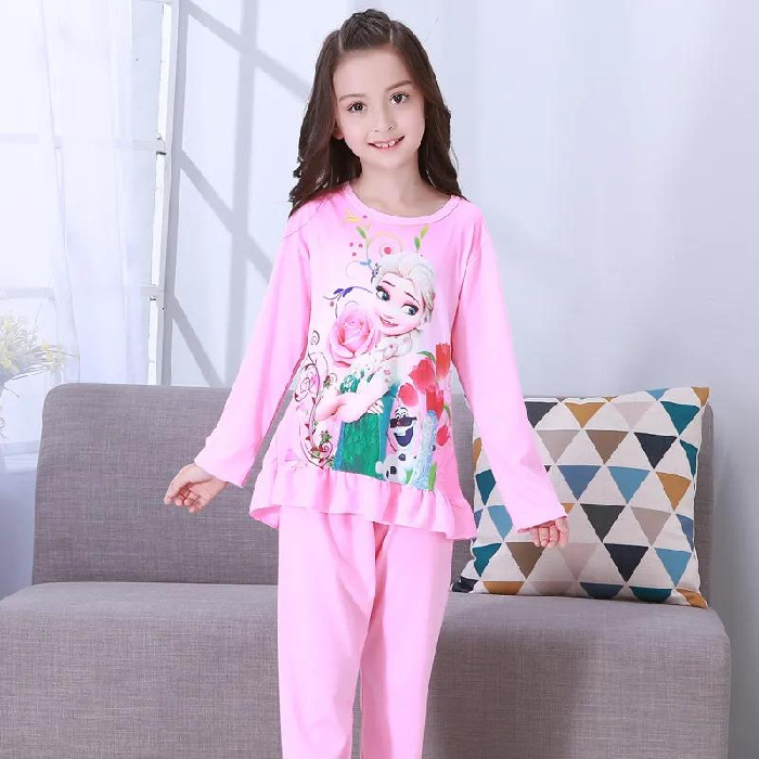 Pijamas infantiles de manga larga primavera y otoño verano niñas niños grandes ropa de aire acondicionado delgada princesa bebé set de ropa de hogar