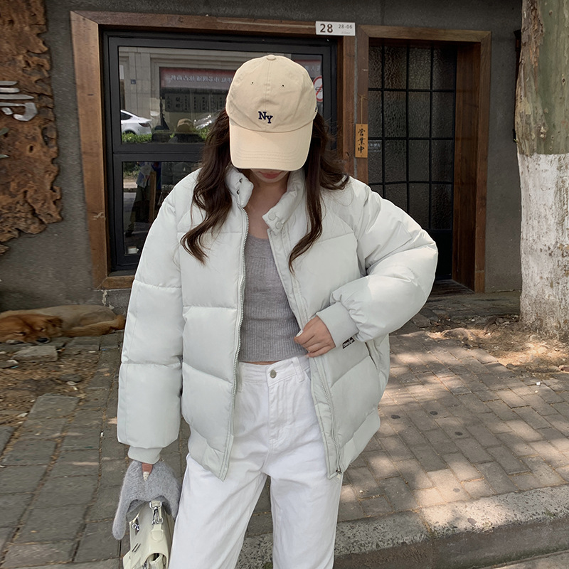 Europa y los Estados Unidos 2024 otoño y invierno ropa corta de algodón de mujer cuello coreano chaqueta pequeña chaqueta de algodón gruesa chaqueta de pan chaqueta