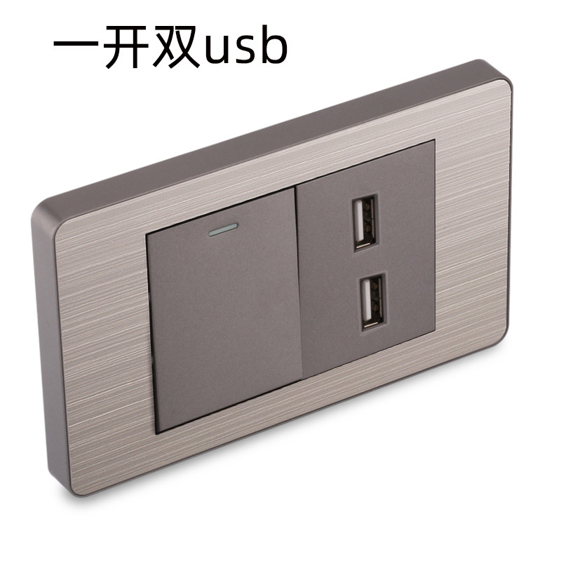 15A panel de metal de acero inoxidable gris dibujado tres agujeros Taiwan fabricado en Estados Unidos enchufe de pared conmutador suministro directo