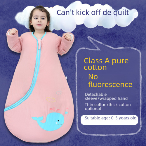 Baby sleeping bag winter pure cotton children growing sleeping bag baby thick warm anti-kick blanket kid sleepwear
