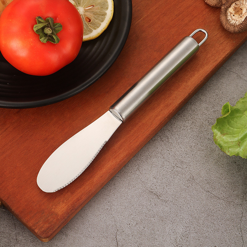 Cuchillo de mantequilla de acero inoxidable cuchillo de mantequilla espátula de mantequilla mermelada de pastel pequeño raspador cuchillo dentado cuchillo de salsa utensilios para hornear