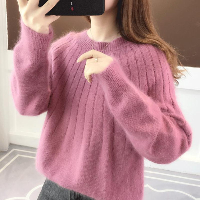 Warm and Cozy Vertical Striped Autumn and Winter Lazy Style Round Neck Pullover Sweater for Women, 2026 New Loose-Fitting Women's Sweater Warm and Cozy Vertical Striped Autumn and Winter Lazy Style Round Neck Pullover Sweater for Women, 2026 New Loose-Fitting Women's Sweater