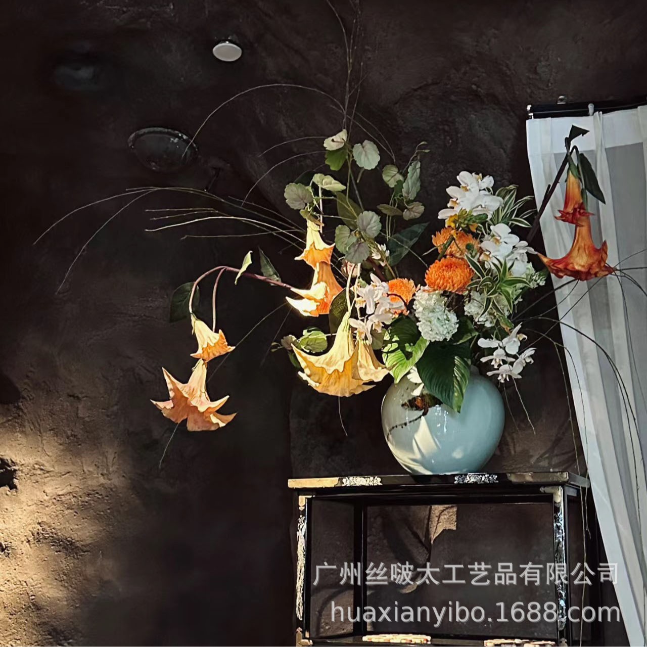 De alto grado de Pu Mandala flor artificial decoración de la boda colgante de pared artificial verde planta jardín decoración artificial flor falsa