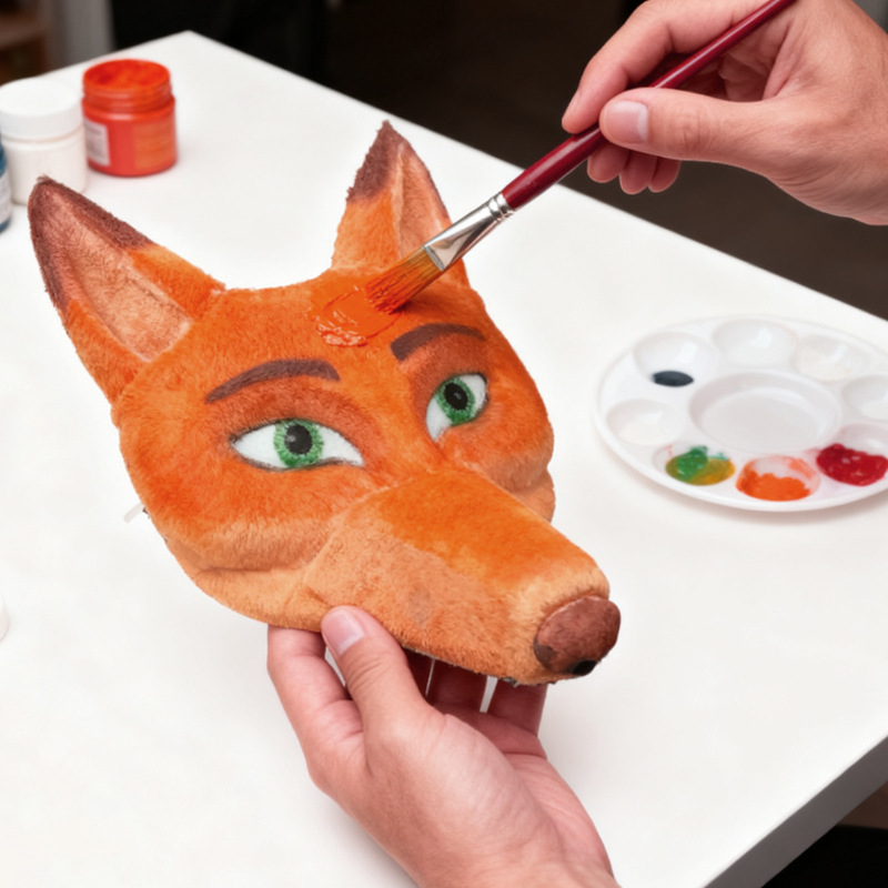 Máscara de pulpa DIY Zoo City Crazy Primavera Serie Judinique Leopard Oficial Lightning máscara de peluche Blanco