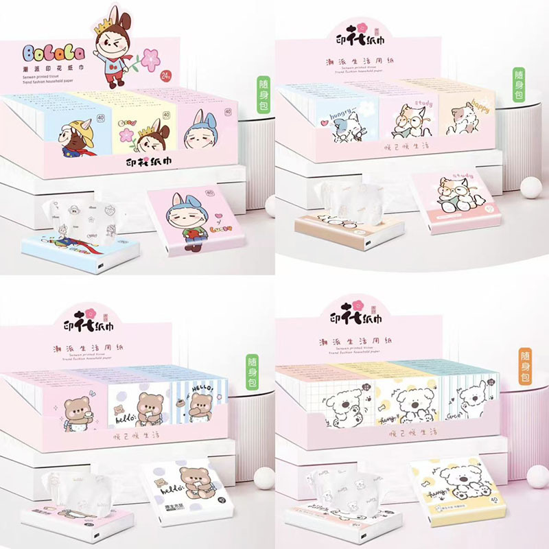 Printed Paper Glasses Cat Abu Apron Bear Printed Paper Towel Portable Small Pack of Facial Tissue Toilet Paper Napkin